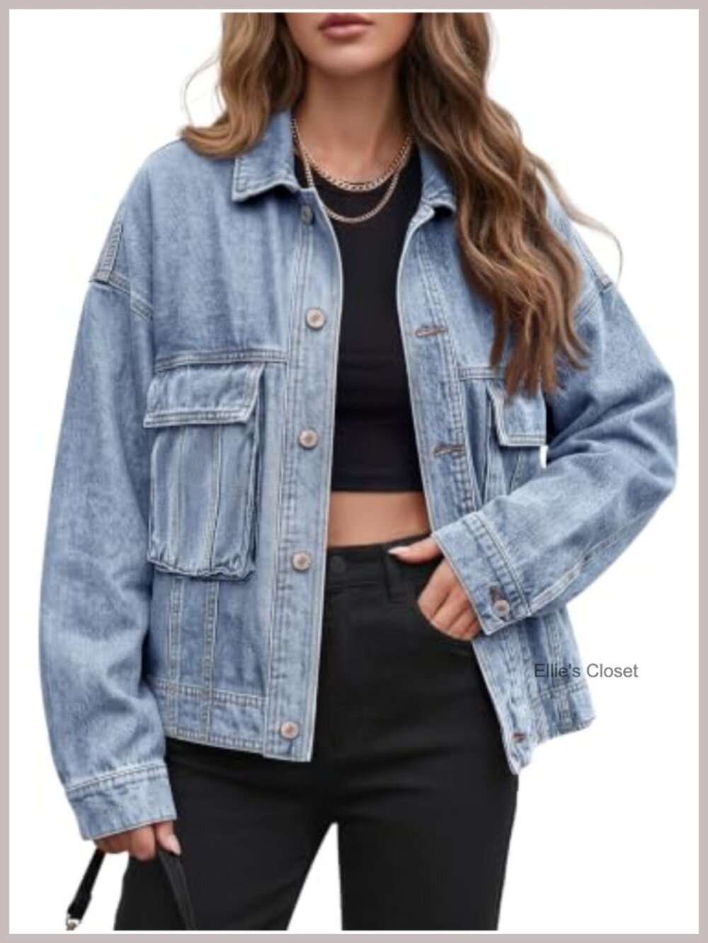 Oversized 100% Cotton Denim Jacket Women's Slouchy Boyfriend Style